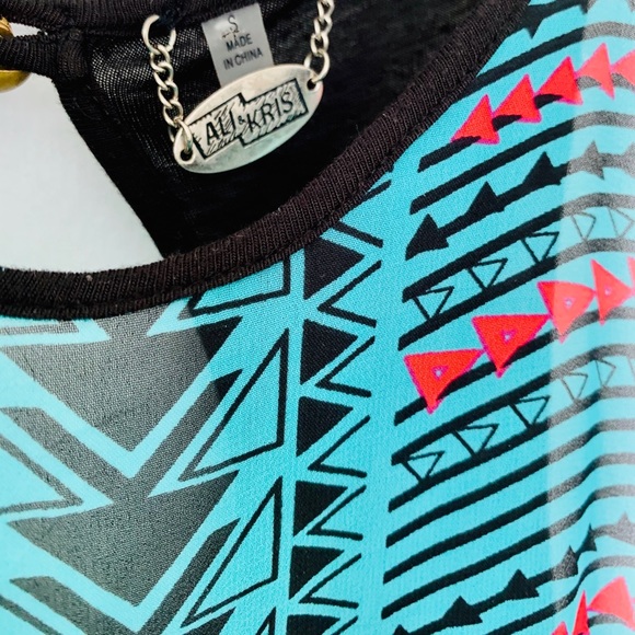 Turquoise Southwest Pattern Tank Top - Picture 3 of 7